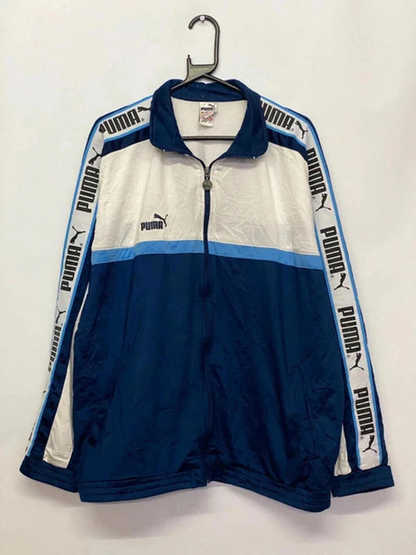 Vintage Puma Blue & White Logo Tape Track Jacket