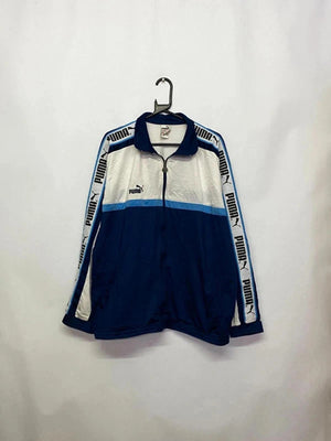 Vintage Puma Blue & White Logo Tape Track Jacket