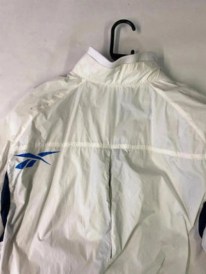 Reebok Vintage White & Blue Full-Zip Windbreaker Jacket