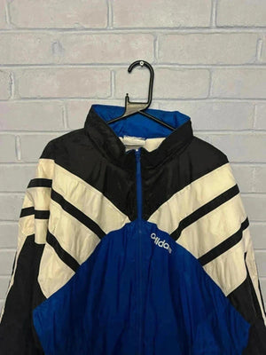 Vintage Adidas Originals Colourblock Windbreaker Jacket Blue Black White