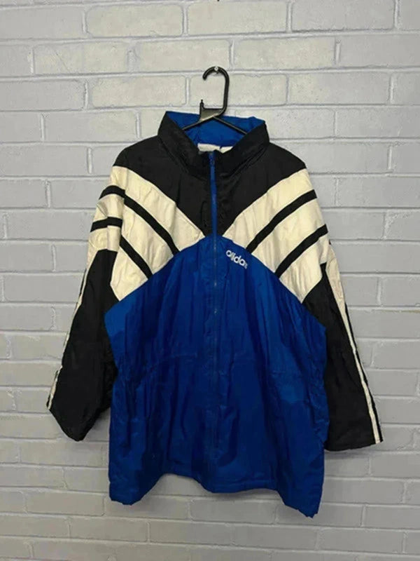 Vintage Adidas Originals Colourblock Windbreaker Jacket Blue Black White