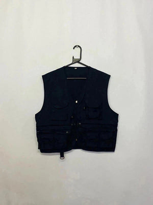 Vintage Utility Multi-Pocket Gilet Vest – Navy – Size XL
