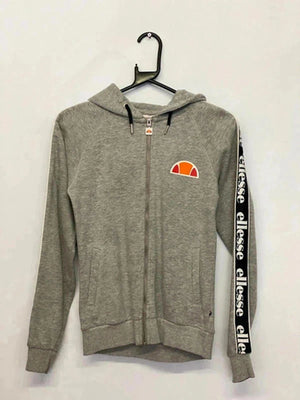 Ellesse Grey Zip-Up Hoodie with Logo Sleeve Taping