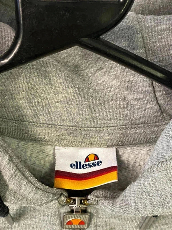 Ellesse Grey Zip-Up Hoodie with Logo Sleeve Taping