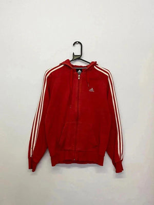 Adidas Essentials Red Zip Hoodie - Size S