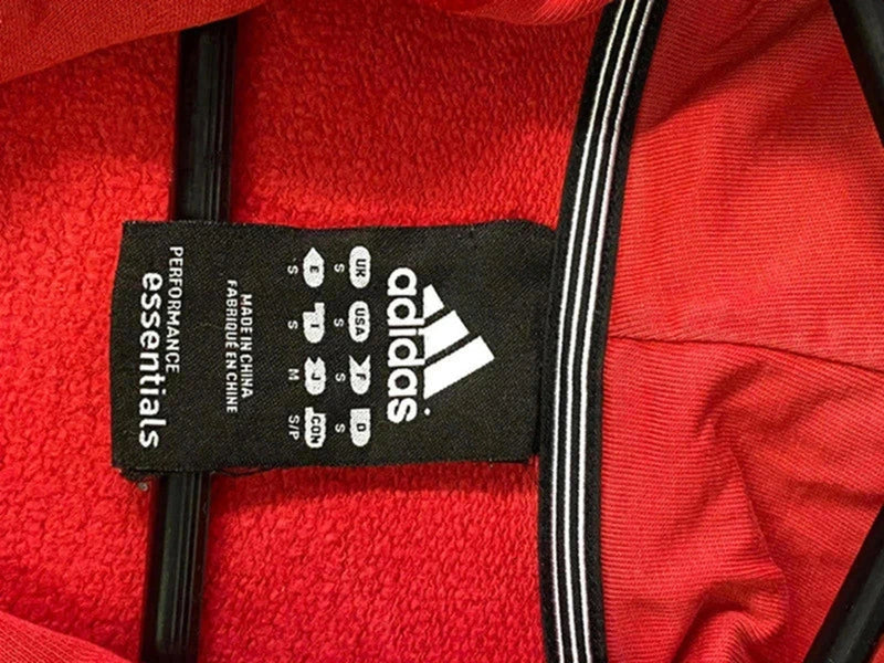 Adidas Essentials Red Zip Hoodie - Size S