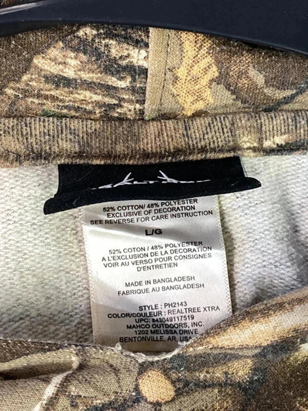 Realtree Camo Print Hoodie with Orange Chest Logo – Men’s L