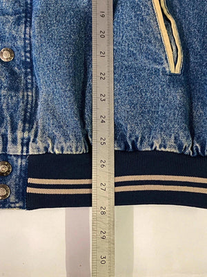 Vintage Denim & Canvas Bomber Jacket – 90s Style