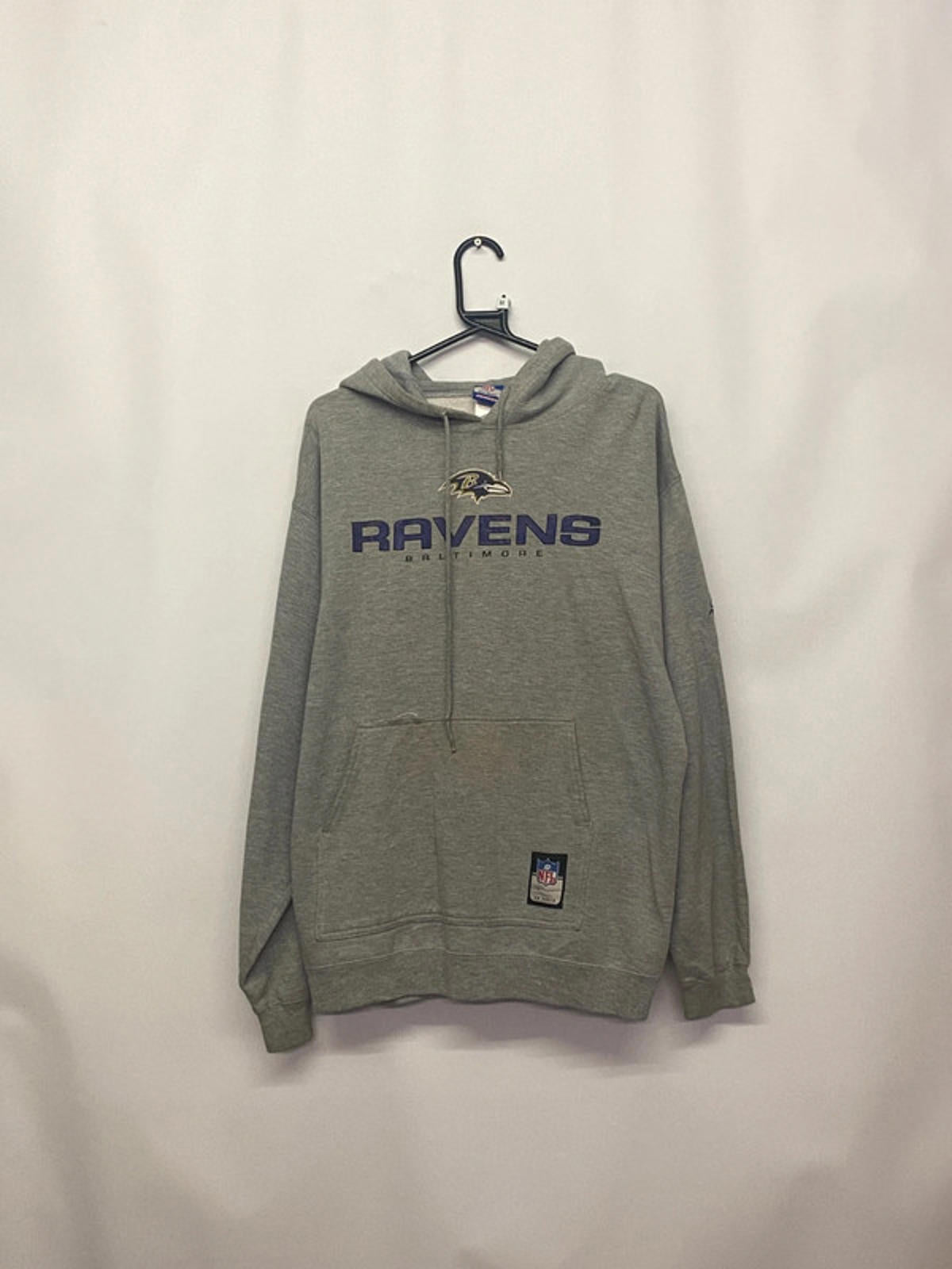 Vintage Reebok NFL Baltimore Ravens Grey Hoodie Size L