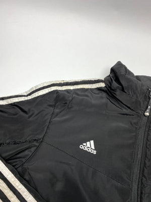 Adidas Black 3-Stripes Puffer Windbreaker Jacket