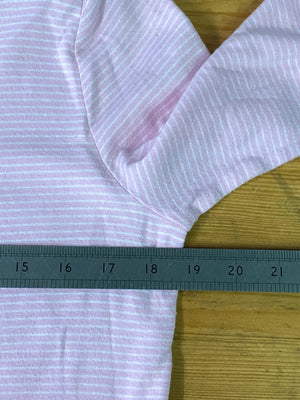 Lauren Ralph Lauren Petite Pink Striped Cotton Top with Shoulder Buttons