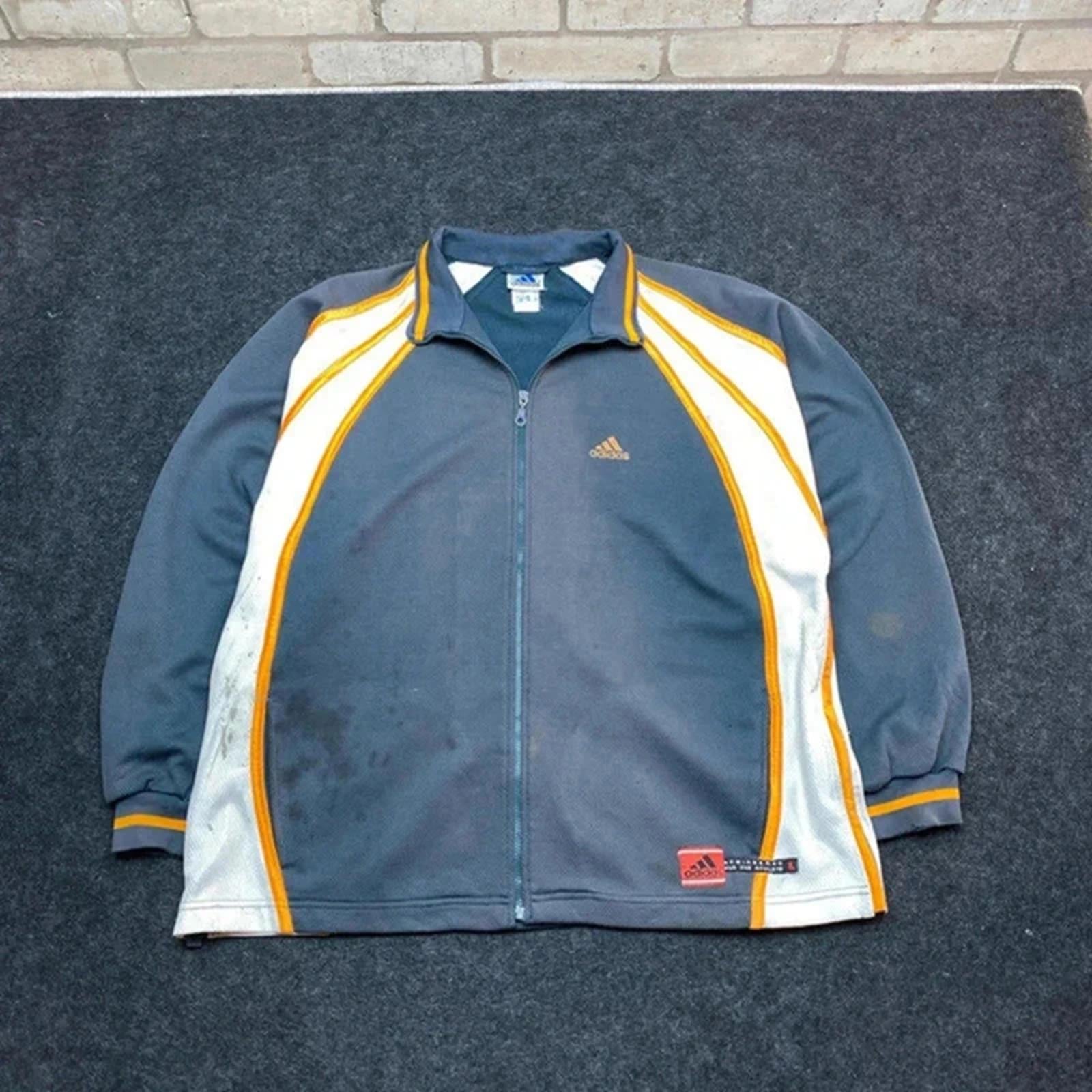 Navy Adidas Zip-through Sweatshirt Men's XL