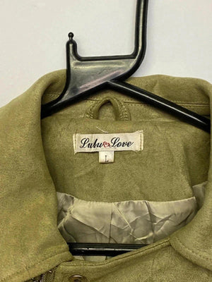 Lulu Love Women's Olive Green Suede Biker Jacket Size L