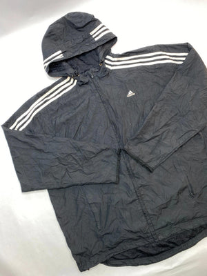 Adidas Black 3-Stripes Hooded Windbreaker Jacket