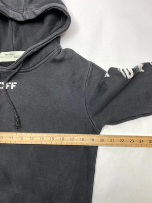 Off-White Inspired Black Hoodie with White Stripe Print (Men’s L)