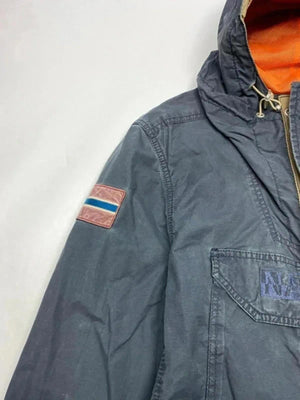 Napapijri Geographic Hooded Jacket Blue Orange Lining
