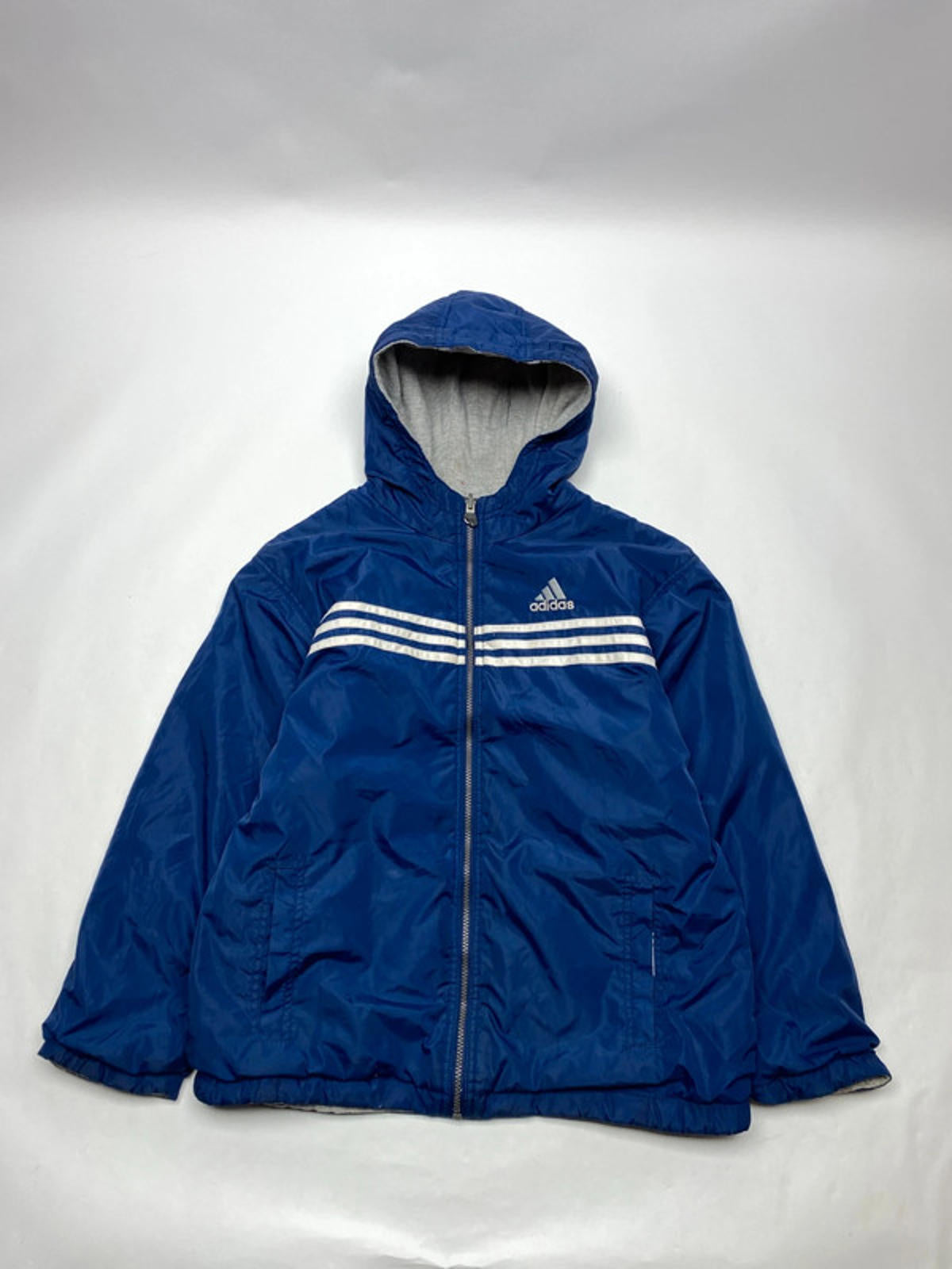 Vintage Adidas Blue Hooded Windbreaker Jacket