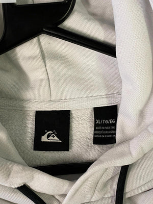 Quiksilver White Hoodie with Checkerboard Sleeve Detail