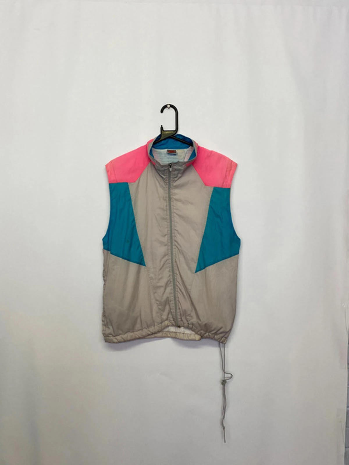 Vintage Nike Colourblock Sleeveless Windbreaker Vest – Pink/Teal/Grey (Size F)