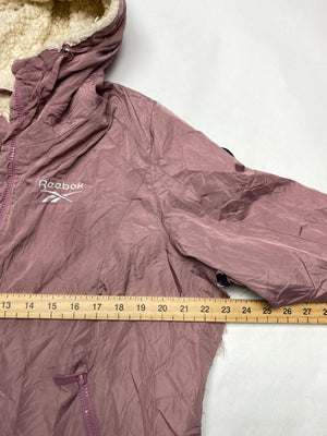 Reebok Mauve Pink Sherpa-Lined Windbreaker Jacket