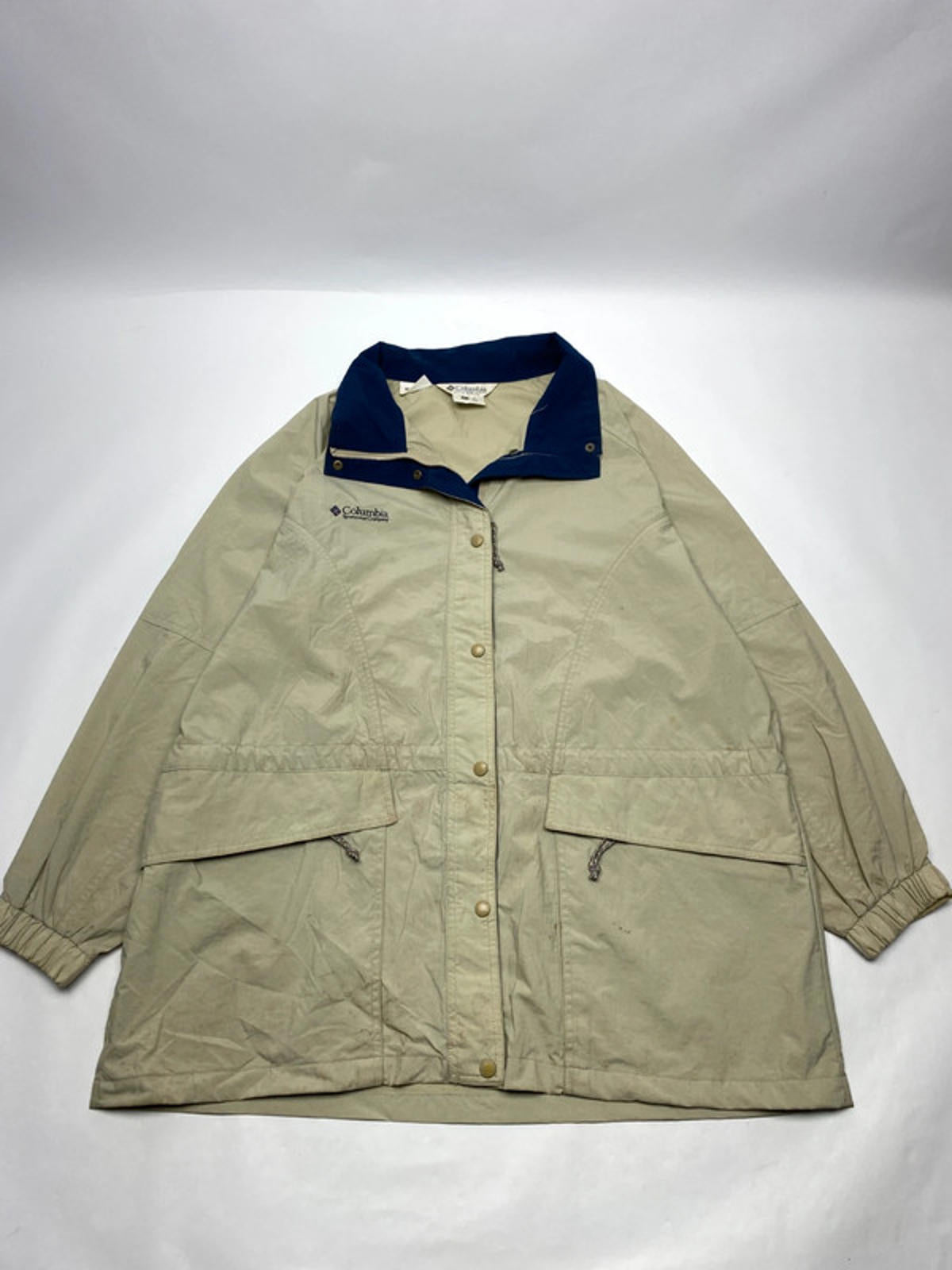 Columbia Vintage Beige & Navy Lightweight Jacket – Women’s XL