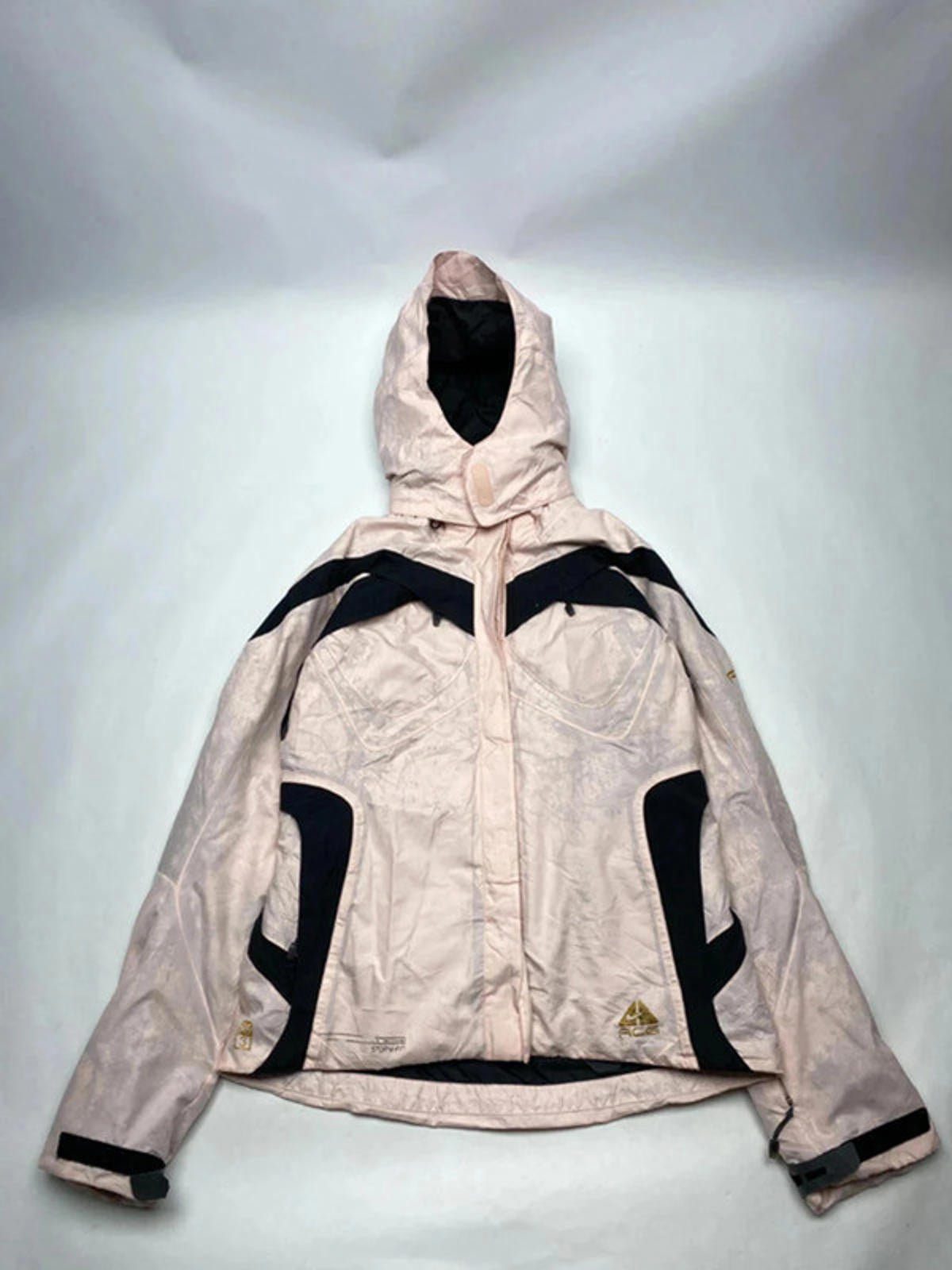 Women's Utility Jacket with Hood - Light Pink and Black