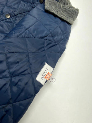 Barbour Navy Quilted Jacket Corduroy Collar Made in England Men’s S