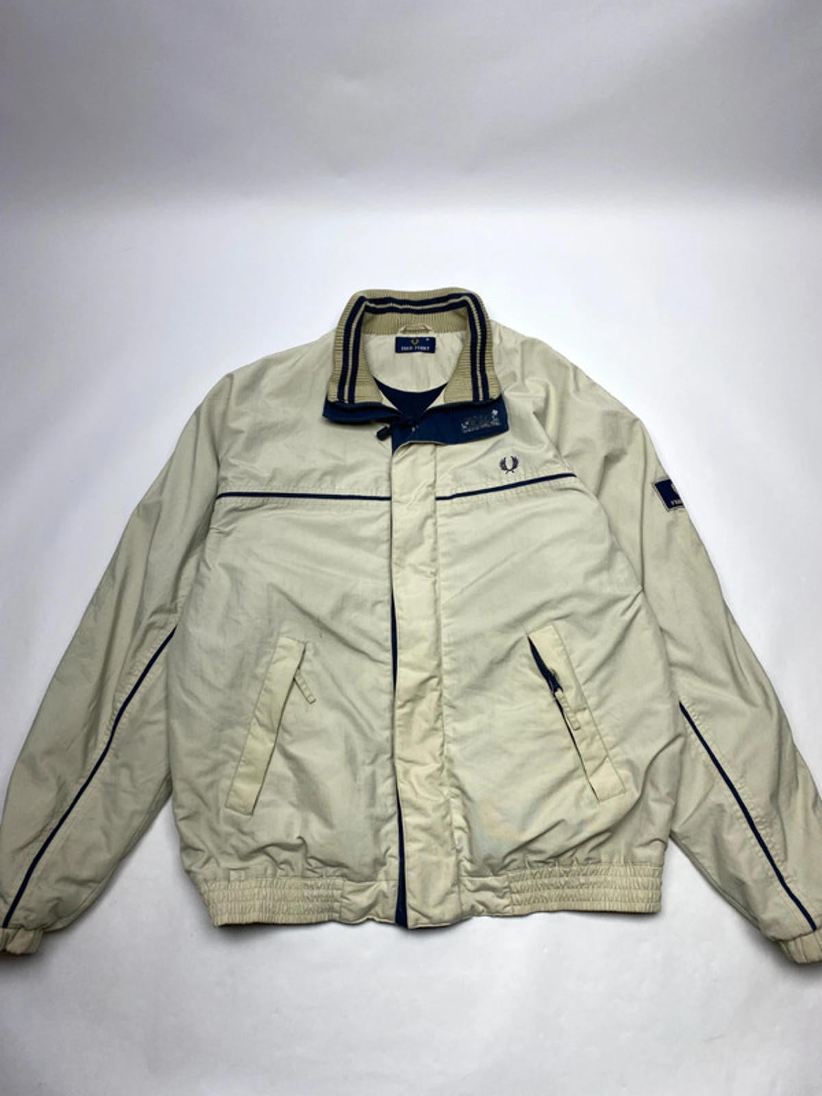 Fred Perry Men's Utility Jacket Cream with Navy Trim