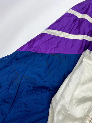 Vintage Adidas 90s Colourblock Track Jacket – Blue / Purple / Cream – Size D9 (Large)