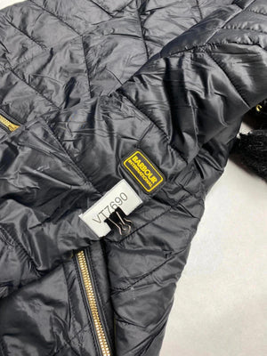 Barbour Black Quilted Hooded Jacket with Faux Fur Trim