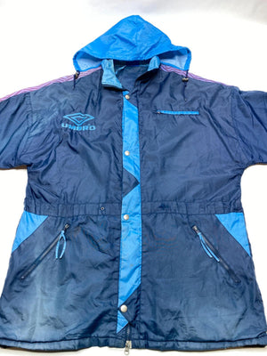 Vintage Umbro Navy Blue & Purple Hooded Windbreaker Jacket