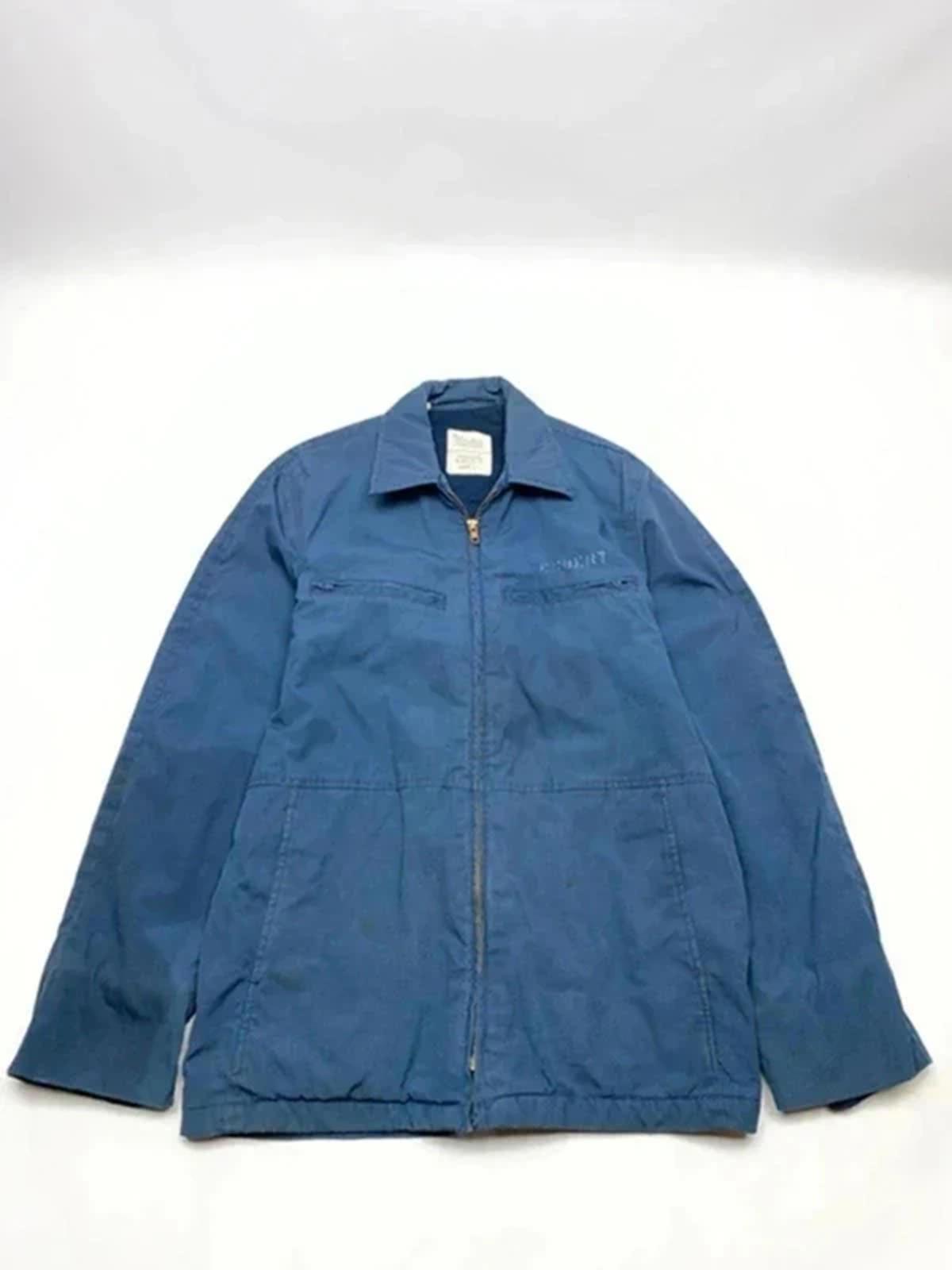 Vintage Blue Utility Workwear Jacket Zip Up