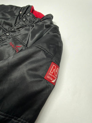Vintage Nautica Black Puffer Jacket Red Lining Youth XL (Fits Men’s S/M)