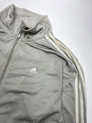 Adidas Grey 3-Stripes Track Jacket – L – Vintage Style