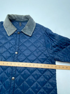 Barbour Navy Quilted Jacket Corduroy Collar Made in England Men’s S