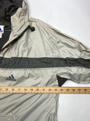 Adidas Vintage Beige & Grey 1/2 Zip Hooded Windbreaker Jacket