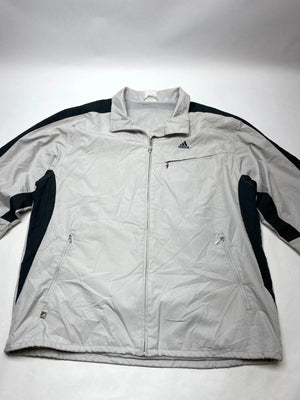 Adidas Light Grey & Black Full-Zip Windbreaker Jacket (Men’s L)