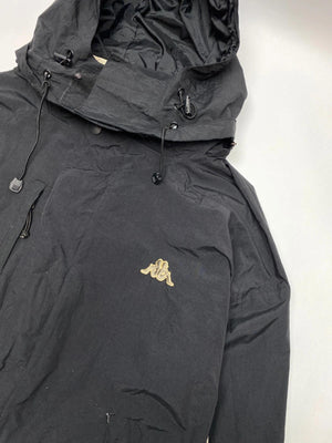 Kappa Black and Beige Hooded Windbreaker Jacket