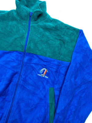 Men's Blue and Green Fleece Jacket with Full Zip