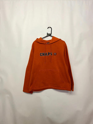 Chaps Orange Embroidered Logo Hoodie Size L