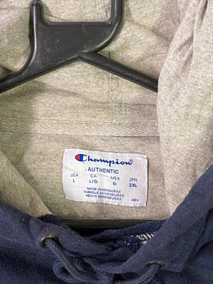 Champion Navy Blue Script Logo Hoodie