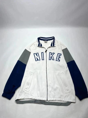 Vintage Nike White Zip Up Track Jacket Spell Out Logo