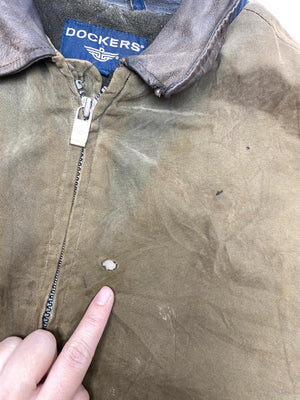 Dockers Vintage Brown Waxed Jacket with Leather Collar (Men’s XLT)