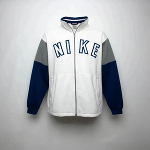 Vintage Nike White Zip Up Track Jacket Spell Out Logo