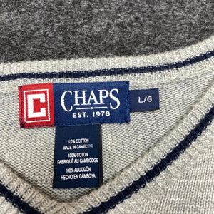 Light Grey Chaps V-neck Jumper Men's Large