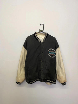 Vintage “New Target” Varsity Jacket – Black/Cream – Retro Letterman Style – Unisex