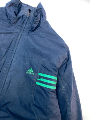 Adidas Navy Blue Puffer Jacket with Green Logo