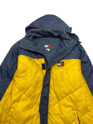 Yellow and Navy Tommy Hilfiger Jacket Men's Large