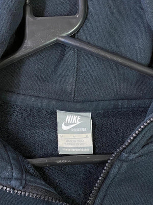 Nike Sportswear Black Zip-Up Hoodie with Red Swoosh Logo