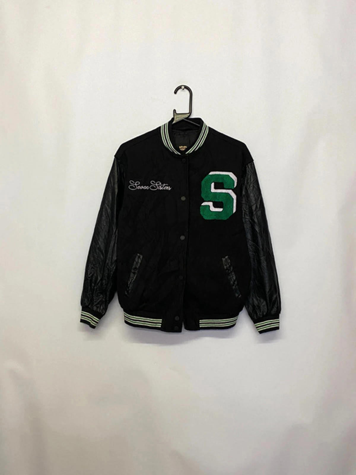Vintage Rebel Varsity Jacket – Black & Green Letterman Style